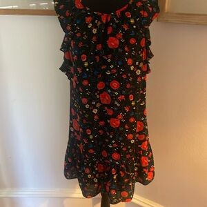 J Crew Factory black floral flutter dress